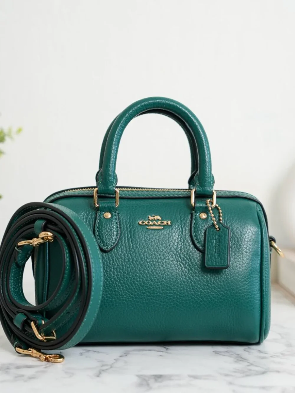 Coach CW328 Mini Rowan Crossbody Bag in Emerald NWT